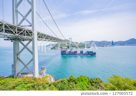 (Yamaguchi Prefecture) View of the Kanmon Straits and Kanmon Bridge from Dannoura PA 127003572