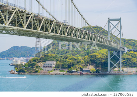 (Yamaguchi Prefecture) View of the Kanmon Straits and Kanmon Bridge from Dannoura PA (Yamaguchi Prefecture) View of the Kanmon Straits and Kanmon Bridge from Dannoura PA 127003582