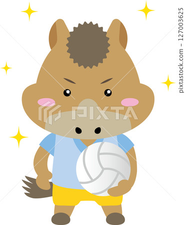 Year of the Horse Volleyball Horse Character | A lively sports illustration perfect for the New Year Year of the Horse Volleyball Horse Character | A lively sports illustration perfect for the New Year 127003625