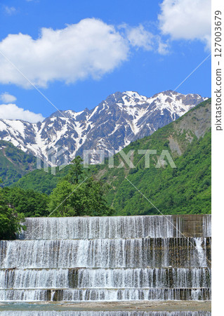 Hakuba in early summer: Mt. Goryu with remaining snow 127003679
