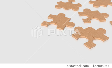 The Wood Jigsaw on white Background  3d Rendering. 127003945