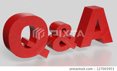 The Red Q&A on white Background 3d Rendering. 127003953