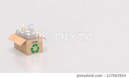 The Plastic bottle in Paper Box for eco or recycle concept 3d Rendering. 127003954