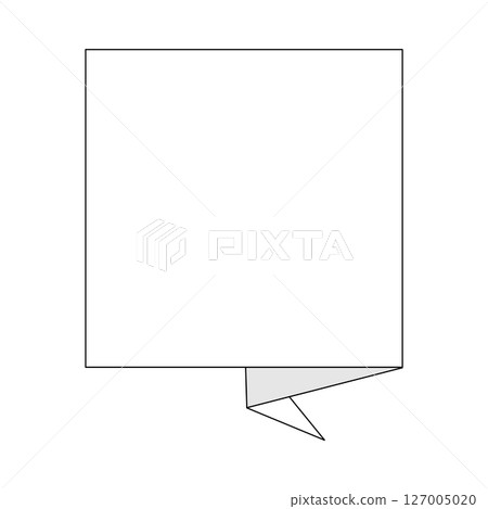 Simple origami sticky note style speech bubble frame illustration material, black and white monochrome, rectangle, png, vector 127005020