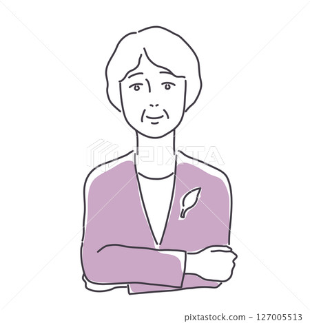 穿著西裝的中年婦女抱著胳膊 穿著西裝的中年婦女抱著胳膊 127005513