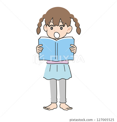 girl reading a textbook girl reading a textbook 127005525