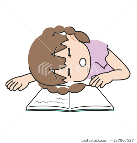 Girl falling asleep while studying 127005527