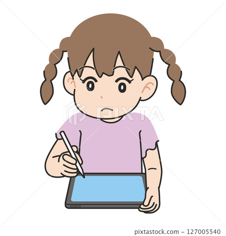學習使用平板電腦終端的女孩 127005540