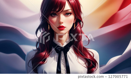 Girl with Ribbon AI-generated material 127005771