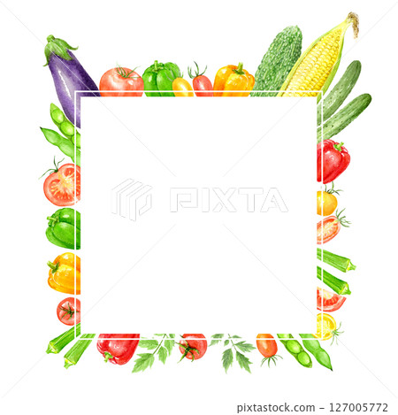 Watercolor summer vegetable frame 127005772