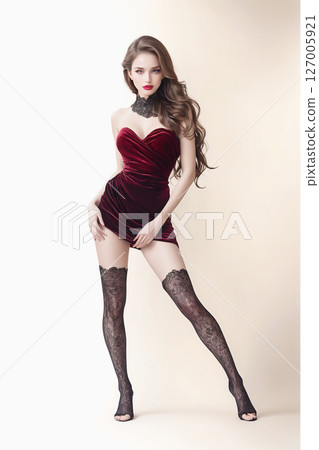 Woman in black stockings AI generated material Woman in black stockings AI generated material 127005921