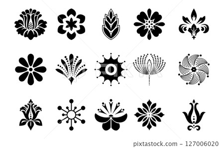 Flower icons set. Isolated elements for design. Vector graphics. 127006020