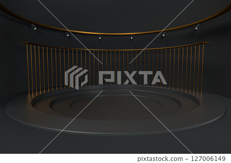 Empty round room, luxury showcase room, 3d Empty round room, luxury showcase room, 3d 127006149
