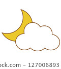 Simple cloud and moon illustration icon 127006893