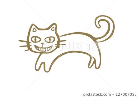 俏皮貓手繪插圖,1色 俏皮貓手繪插圖,1色 127007053