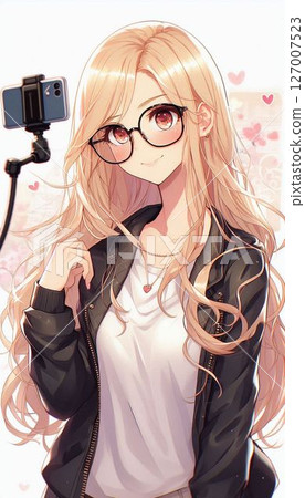 戴眼鏡的高中女生 127007523