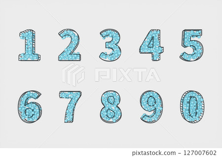 3D cartoon numbers of zero to nine, 3d rendering. 127007602
