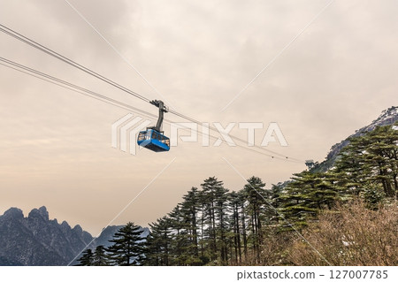 Cableway servicing at Huangshan or Yellow Mountain in China and is important infrastructure in promoting tourism. 127007785