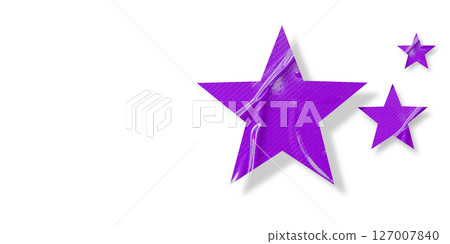 Crumpled purple star pattern stickers, separated on a transparent background. 127007840