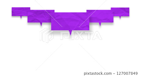 Purple speech bubble crumpled paper isolated on transparent background 127007849