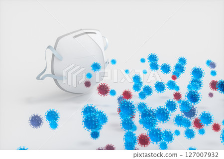 Medical mask and disease with white background,3d 127007932