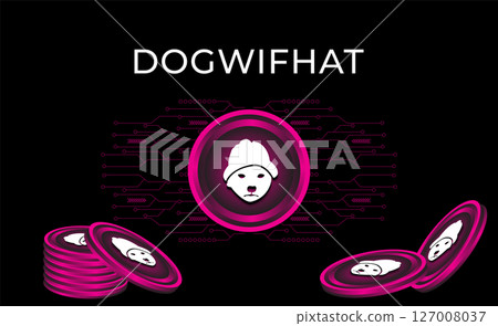 dogwifhat token coin exchange illustration background dogwifhat token coin exchange illustration background 127008037