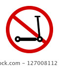 Sign prohibiting scooters on white background. Vector illustration. 127008112