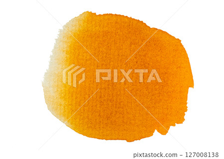 Bright orange watercolor brush stroke on white background 127008138