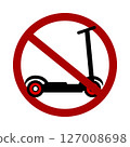 Sign prohibiting scooters on white background. Vector illustration. 127008698