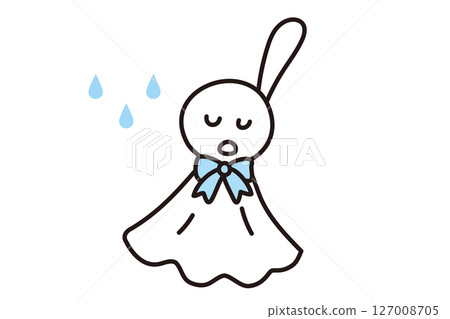 Hand-drawn simple Teru Teru Bouzu and raindrops 127008705