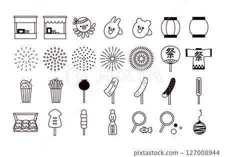 Summer festival icon illustration set 127008944