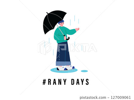 一個男人用一把雨傘 127009061