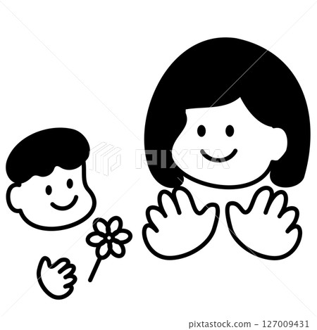 圖:孩子送花,母親收花 圖:孩子送花,母親收花 127009431