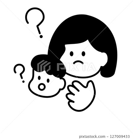 Doubtful mother and child Doubtful mother and child 127009433