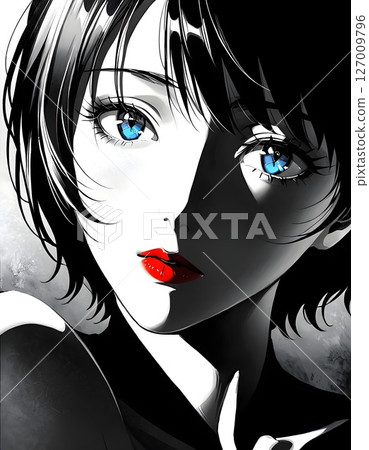 紅唇藍眼短髮女孩 127009796