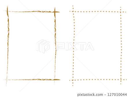 金色褪色的手繪格紋框架集 127010044