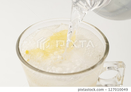 Cold ginger ale made with ginger syrup 127010049