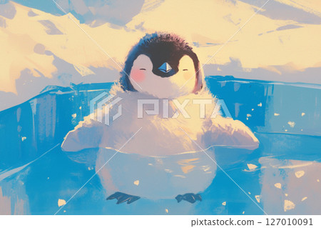企鵝漂浮在水中 127010091
