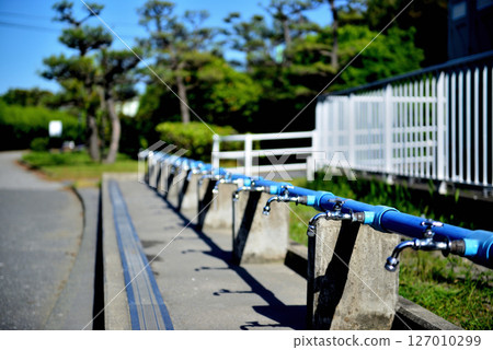 Foot washing area at Chiba beach 127010299