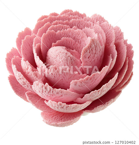 AI-generated item. Pink flower-shaped ice cream on a transparent background. 127010402