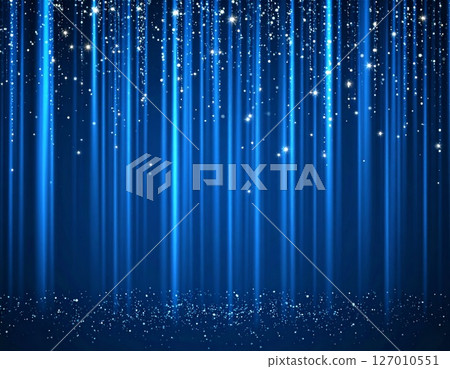 Blue theater with glittering lights and luxurious curtains 127010551