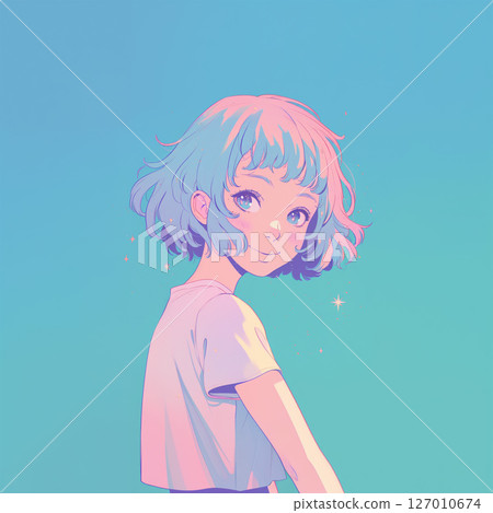 Girl looking back 127010674