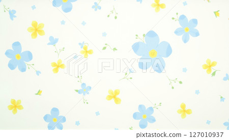 Cute yellow and blue summer flowers on isolated background 127010937