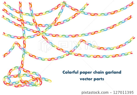 彩色紙鏈花環材料 | 派對,裝飾,向量,剪紙 彩色紙鏈花環材料 | 派對,裝飾,向量,剪紙 127011395