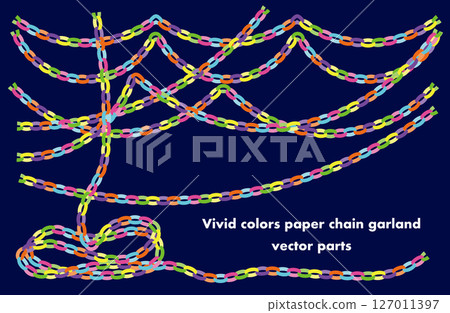 鮮豔的彩色紙鏈花環材料|派對,裝飾,向量,剪紙 鮮豔的彩色紙鏈花環材料|派對,裝飾,向量,剪紙 127011397