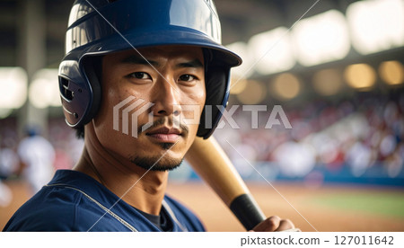 拿著球棒的棒球運動員(AI 生成的圖像) 拿著球棒的棒球運動員(AI 生成的圖像) 127011642