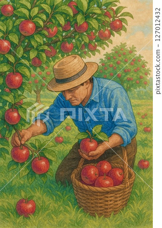 Apple harvesting farmer 127012432