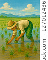 Rice planting scene, countryside life, scenery 127012436