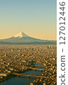 Mount Fuji bathed in the morning sun 127012446