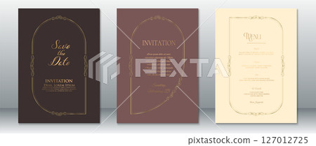 Elegant Wedding Invitation Set in Chocolate Brown and Gold with Cream Menu Design Elegant Wedding Invitation Set in Chocolate Brown and Gold with Cream Menu Design 127012725